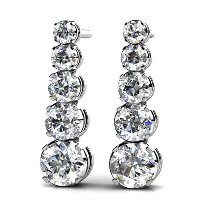Tonec™ Vertical Journey Diamond Earrings In White Yellow Or Rose Gold